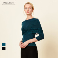 欧柏兰奴秋冬季新款假两件漏肩女上衣针织衫毛衫女