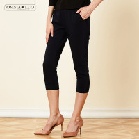 欧柏兰奴新款修身显瘦基础款高腰黑色八分小脚裤打底裤女