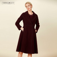 商场同款欧柏兰奴冬新款羊毛翻领收腰中长款毛呢大衣外套女