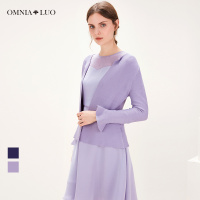 欧柏兰奴2019春季新款简约纯色收腰长袖针织开衫短外套女