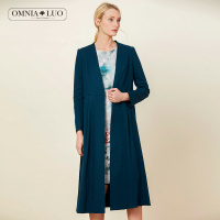 欧柏兰奴大衣V领长袖气质H型长款毛呢大衣外套开衫女