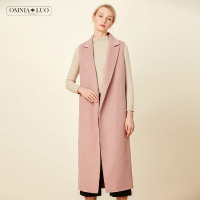 商场同款欧柏兰奴秋冬通勤羊毛翻领H型马甲无袖外套长款女