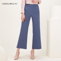欧柏兰奴2019春季新款OL职业通勤高腰纯色宽松阔腿裤喇叭裤长裤女