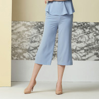 商场同款欧柏兰奴马卡龙色系时尚修身开叉阔腿裤八分裤女