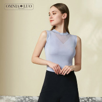 商场同款欧柏兰奴圆领套头气质修身显瘦无袖针织衫女上衣