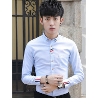 庄吉 2019新款衬衫男士春秋长袖休闲修身韩版上衣JU-CS-S27