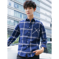 庄吉 2019春秋季新款格子衬衫男长袖韩版潮流修身上衣男JU-CS-S53
