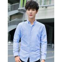 庄吉 春秋季男士新品长袖衬衣男时尚休闲修身竖条纹上衣男JU-CS-S55