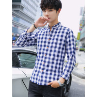 庄吉 2019新款男棉质长袖衬衫春秋季格子衬衣韩版休闲衫衣JU-CS-S71