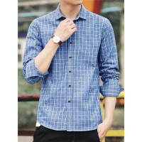 庄吉 2019春秋格子衬衫男新款修身寸衫长袖韩版潮流男生时尚衬衣JU-SY-CS101