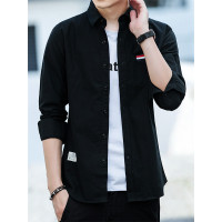 庄吉 2019新款春秋季男士休闲衬衫韩版男长袖修身上衣JU-SY-1816