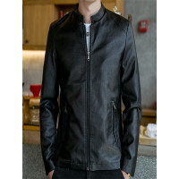庄吉 2019春秋新款夹克男帅气机车仿皮皮衣男修身韩版潮流PU皮外套JU-QZQ-1640