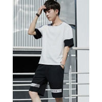 三弦(LA CORDE)2019夏季新款短袖男士韩版潮流运动休闲套装男LA-863