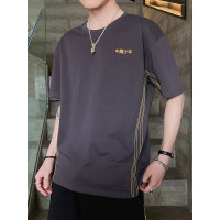 三弦(LA CORDE)2019夏季新款男士短袖t恤潮流圆领体恤上衣LA-MD-9188