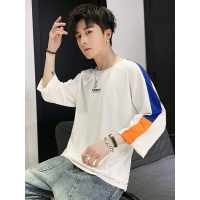 三弦(LA CORDE)潮牌t恤男短袖韩版七分袖体恤上衣服嘻哈半袖宽松男士打底衫LA-MD-9193