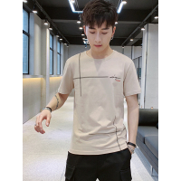 三弦(LA CORDE)夏季男士短袖t恤衫简约青春小清新创意圆领印花学生半袖LA-MMY-2009