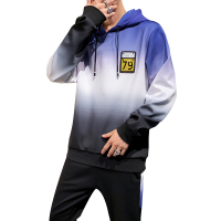 庄吉2019秋季长袖T恤卫衣男韩版宽松帅气渐变长袖T恤学生潮牌潮流套装JU-MYY-8811