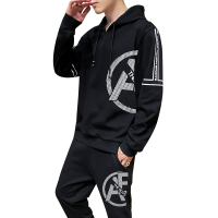 三弦(LA CORDE)卫衣套装男潮牌2019新款男孩休闲运动装港风文艺初中高中学生连帽衣服LA-MYY-8815