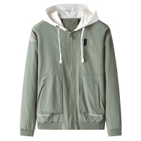 三弦(LA CORDE)秋季外套男土休闲ins潮牌教练运动薄款修身帅气百搭白色连帽夹克LA-MYJ8003