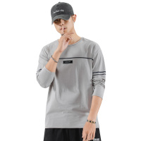 三弦(LA CORDE)长袖t恤男士纯棉纯色上衣2019新款ins潮流潮牌男装舒适透气打底衫LA-MD8904