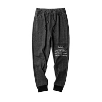三弦(LA CORDE)潮牌男士宽松针织裤早秋新款长裤时尚韩版方格运动休闲裤个性印花LA-CH177
