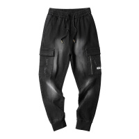 三弦(LA CORDE)2019秋季新款牛仔工装裤男潮牌直筒宽松九分休闲长裤子秋冬季韩版潮流百搭束脚LA-CH176