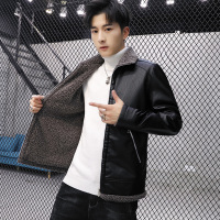 三弦(LA CORDE)皮衣男冬季外套加绒加厚青年韩版潮流修身机车皮夹克翻领帅气棉服LA-QZQ821