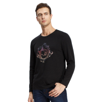 曼西尔奴长袖T恤 春季 青年男士时尚休闲微弹T恤圆领印花上衣