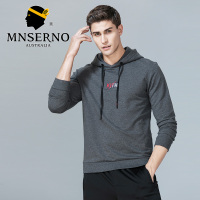 曼西尔奴长袖T恤卫衣19春季青年男时尚连帽纯色T恤男装