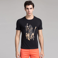 男士时尚百搭薄款T恤衫印花纯棉透气吸汗上衣