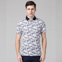 曼西尔奴男士薄款休闲百搭上衣青年翻领印花POLO衫上班族保罗衫