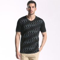 曼西尔奴时尚百搭薄款休闲修身圆领T恤衫男士夏季体恤衫