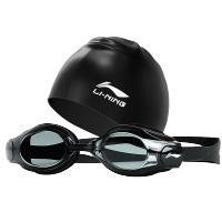 李宁泳镜女士防水防雾高清近视带度数大框专业游泳眼镜泳帽套装男LSJK508918