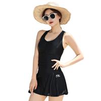 李宁泳衣女士保守连体裙式游泳衣小胸聚拢遮肚显瘦大码装备泡温泉性感泳装020
