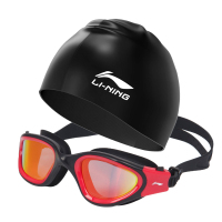 李宁泳镜女防水防雾高清男士游泳眼镜近视度数大框游泳镜泳帽套装627