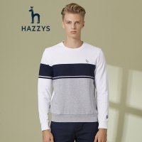 哈吉斯HAZZYS 春季新款男士长袖圆领T恤衫修身学院风长T恤