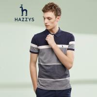 哈吉斯HAZZYS 夏装新款T恤衫男时尚百搭拼色短袖POLO衫