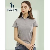哈吉斯HAZZYS 春夏款女短袖简约修身T恤polo衫上衣
