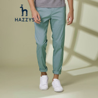 哈吉斯HAZZYS 春季新款男休闲裤纯色棉直筒裤简约百搭