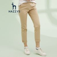 哈吉斯HAZZYS 春夏女纯色休闲裤修身简约百搭九分裤基础款下装