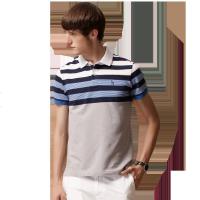 哈吉斯HAZZYS 夏季 POLO衫男英伦时尚条纹T恤