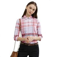 哈吉斯HAZZYS 春季 衬衫女英伦格纹衬衫