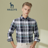 哈吉斯HAZZYS 春季 衬衫男英伦时尚大格纹长袖衬衫