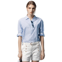 哈吉斯HAZZYS 春夏 衬衫优雅低调肩部刺绣七分袖衬衫