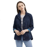 哈吉斯HAZZYS 春季女装新款立领夹克抽绳修身简约基础款休闲外套