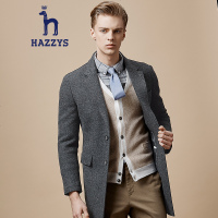 哈吉斯HAZZYS 冬季新款毛呢大衣男舒适保暖羊毛外套
