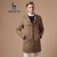 哈吉斯HAZZYS 冬季新款大衣男英伦纯色大衣