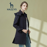 哈吉斯HAZZYS 春季新款风衣女舒适简约长款风衣外套