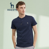 哈吉斯HAZZYS 夏装新款T恤衫男时尚简约纯色棉T恤