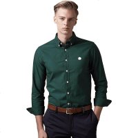 哈吉斯HAZZYS 秋季新款衬衫男简约纯色经典衬衫